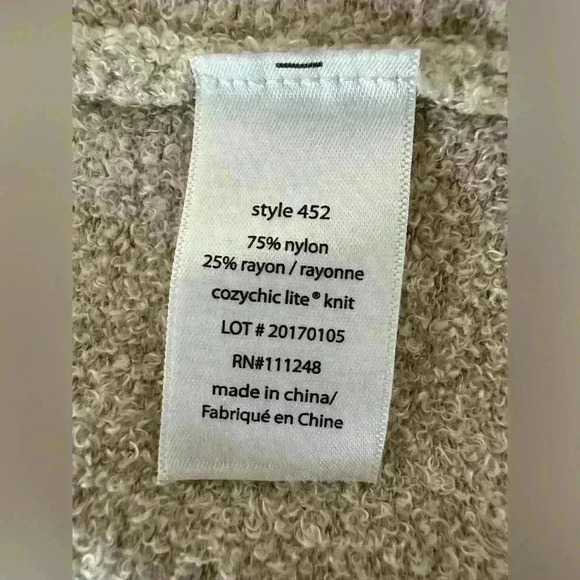 Barefoot Dreams Med Circle CozyChic Lite Shawl Collar Open Front Size XS/S - Picture 9 of 11